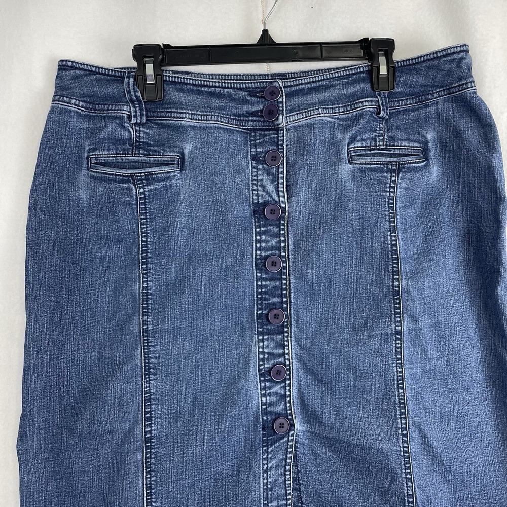 Westbound Button Front Denim Skirt Women 18 Blue‎ Stretch Knee Length - Picture 3 of 7